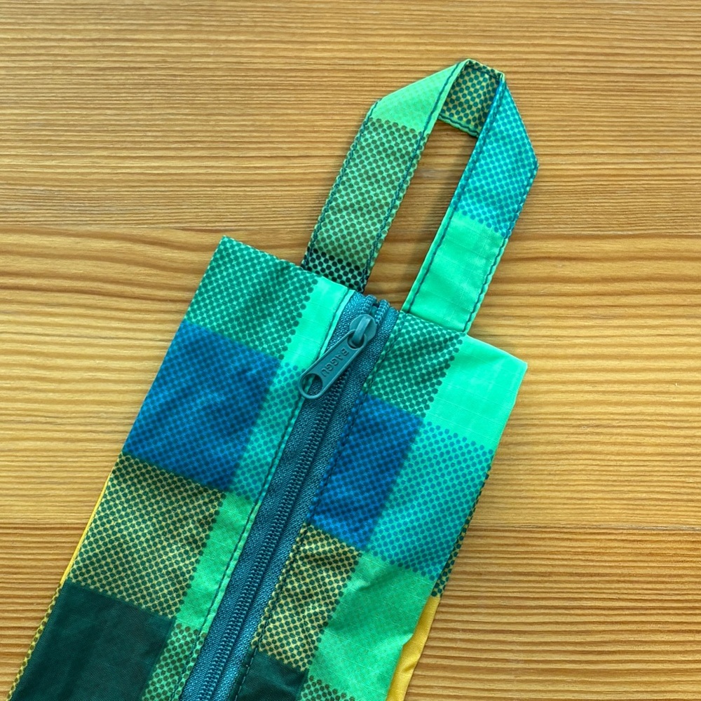Baggu Small 3D Zip Pouch in Green Madras